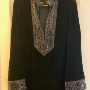 Tory Burch Black Velvet Embellished Tunic Size US 6